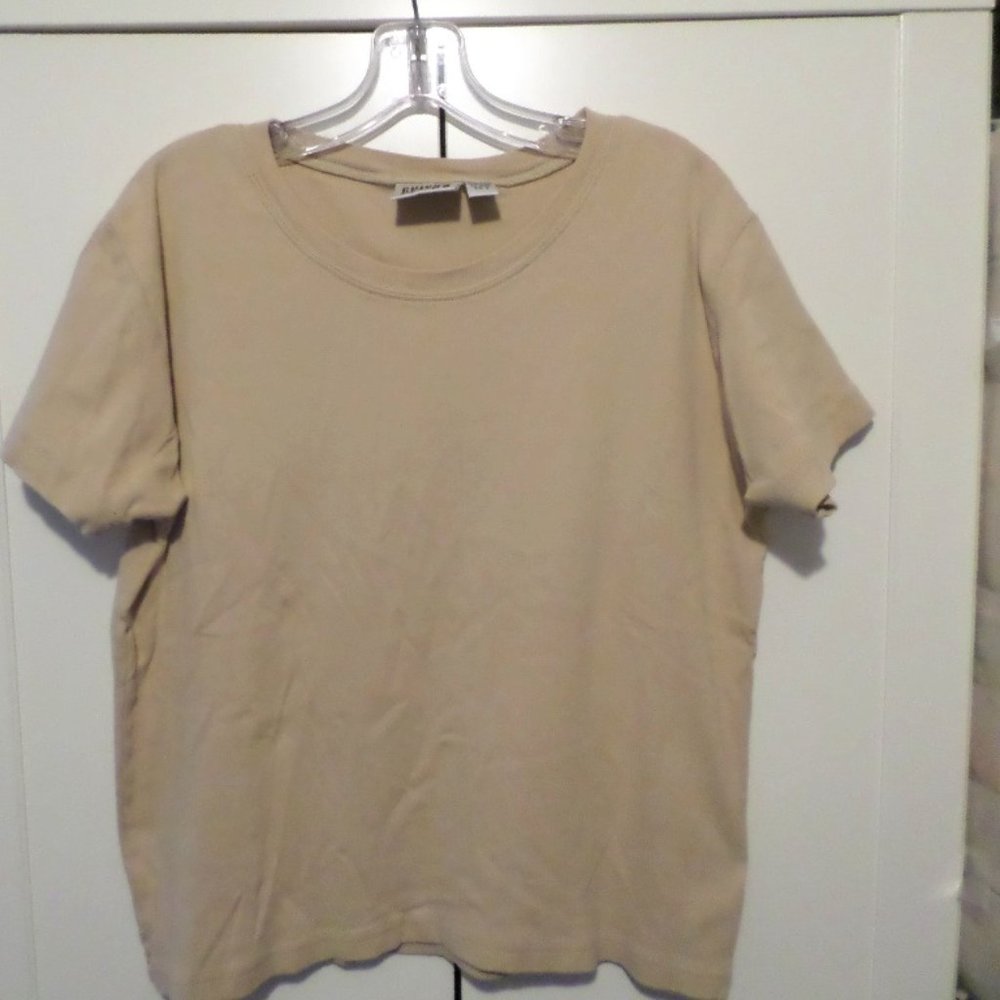 Chico's Design Vintage Cotton Short Sleeve Tee Tan Chico's 2 M/L